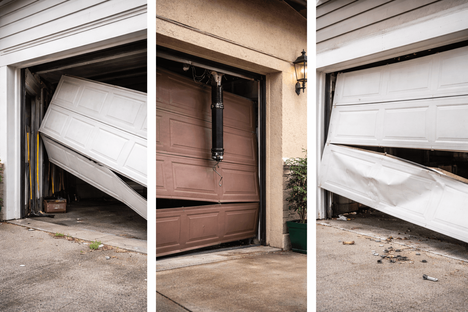 Broken garage door needing repair