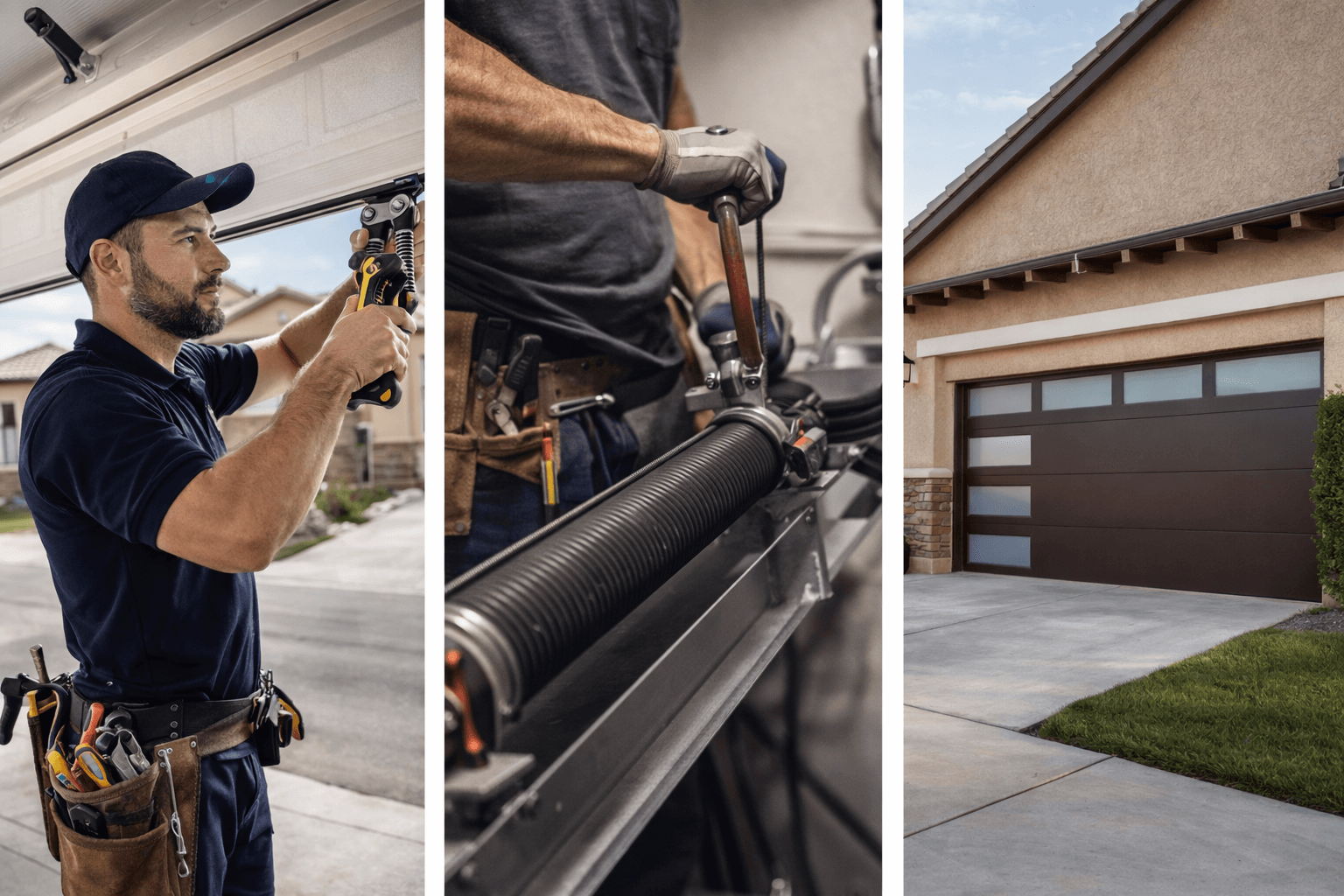 Clean garage door replacement installation